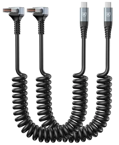 KIYODA 90° Coiled USB-A to USB-C Cable